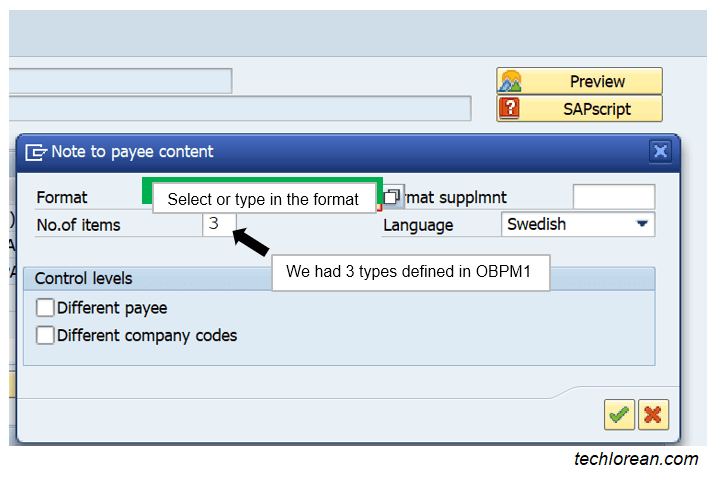 SAP DME Note to Payee Functionality