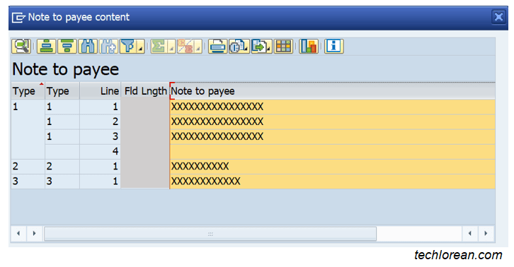 SAP DME Note to Payee Functionality