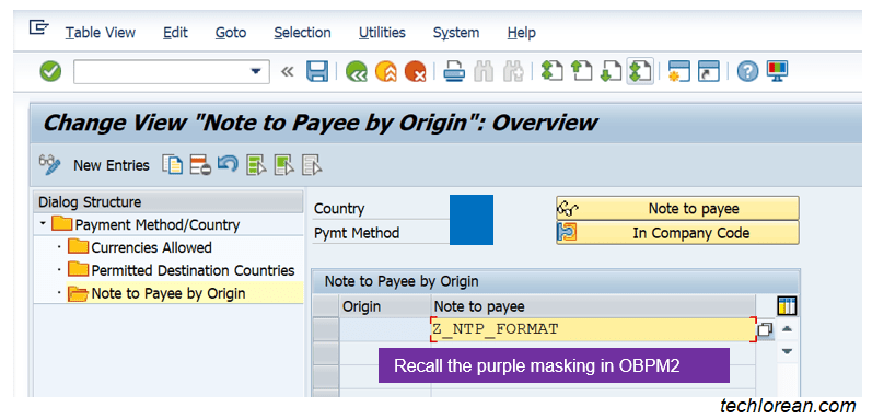 SAP DME Note to Payee Functionality