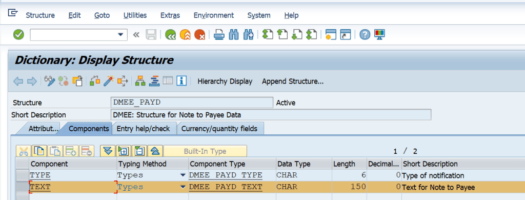 SAP DME Note to Payee Functionality