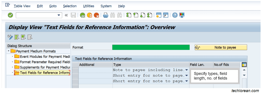 SAP DME Note to Payee Functionality