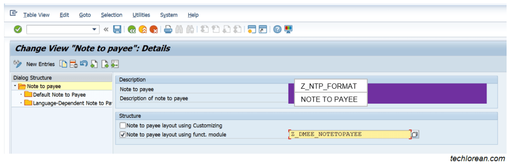 SAP DME Note to Payee Functionality