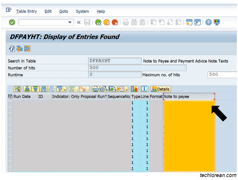 SAP DME Note to Payee Functionality