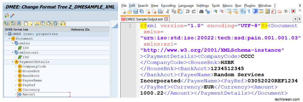 SAP DMEE XML OUTPUT FILE