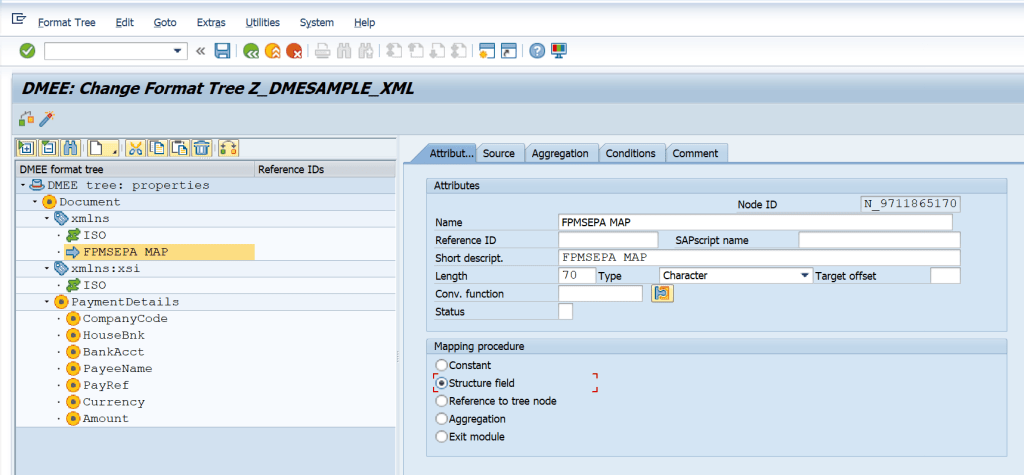 SAP DME XMLNS and XLMNS:XSI Formatting