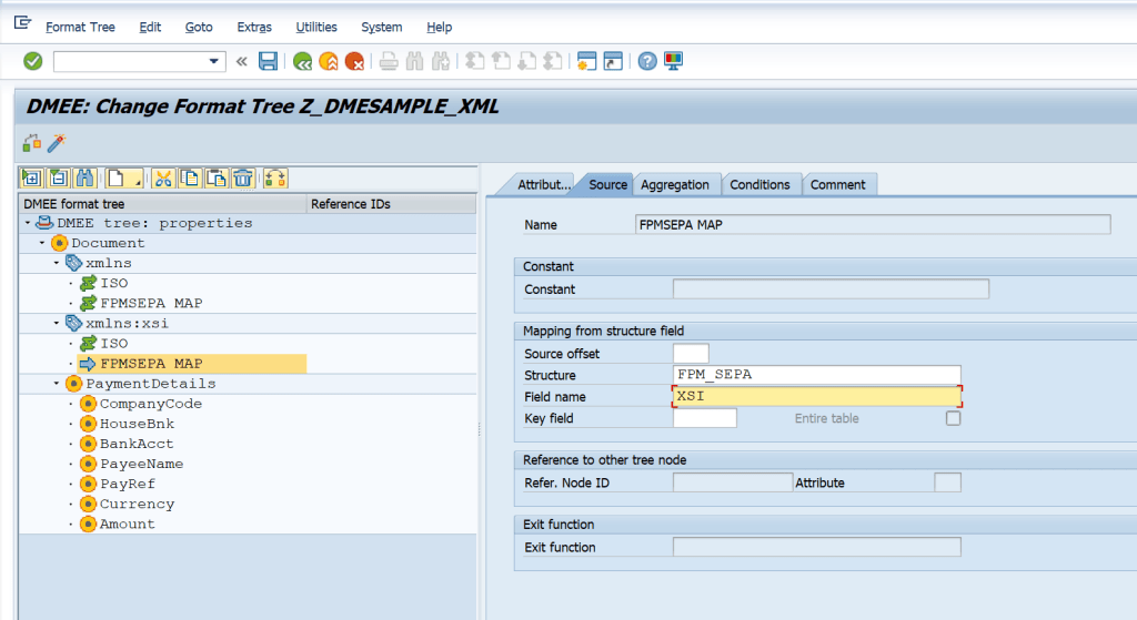 SAP DME XMLNS and XLMNS:XSI Formatting