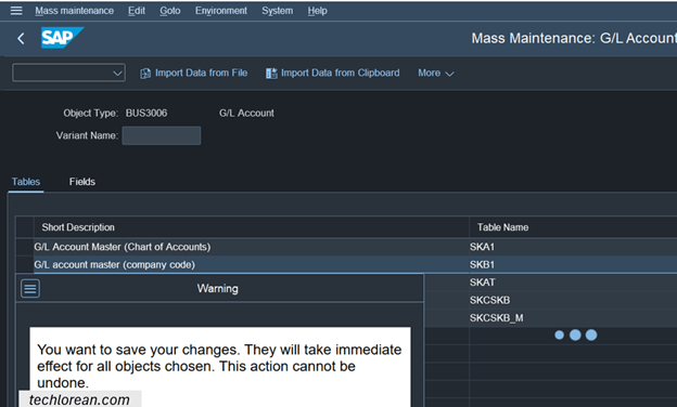 Quick Tips - MASS Change GL Account Master Data SAP S/4HANA Techlorean